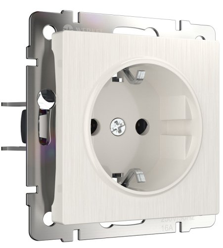 Розетка с заземлением без рамки Werkel 1-м. перламутровый рифленый фото Розетка с заземлением без рамки Werkel 1-м. перламутровый рифленый картинка